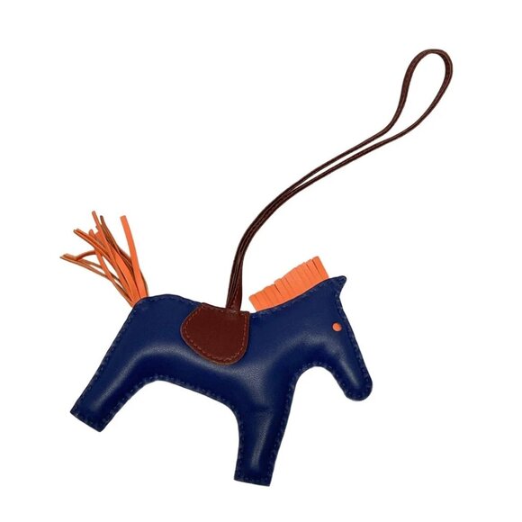 Auth HERMES Rodeo Charm MM Blue Bordeaux Orange Agneau Milo Unconfirmed - Picture 2 of 6